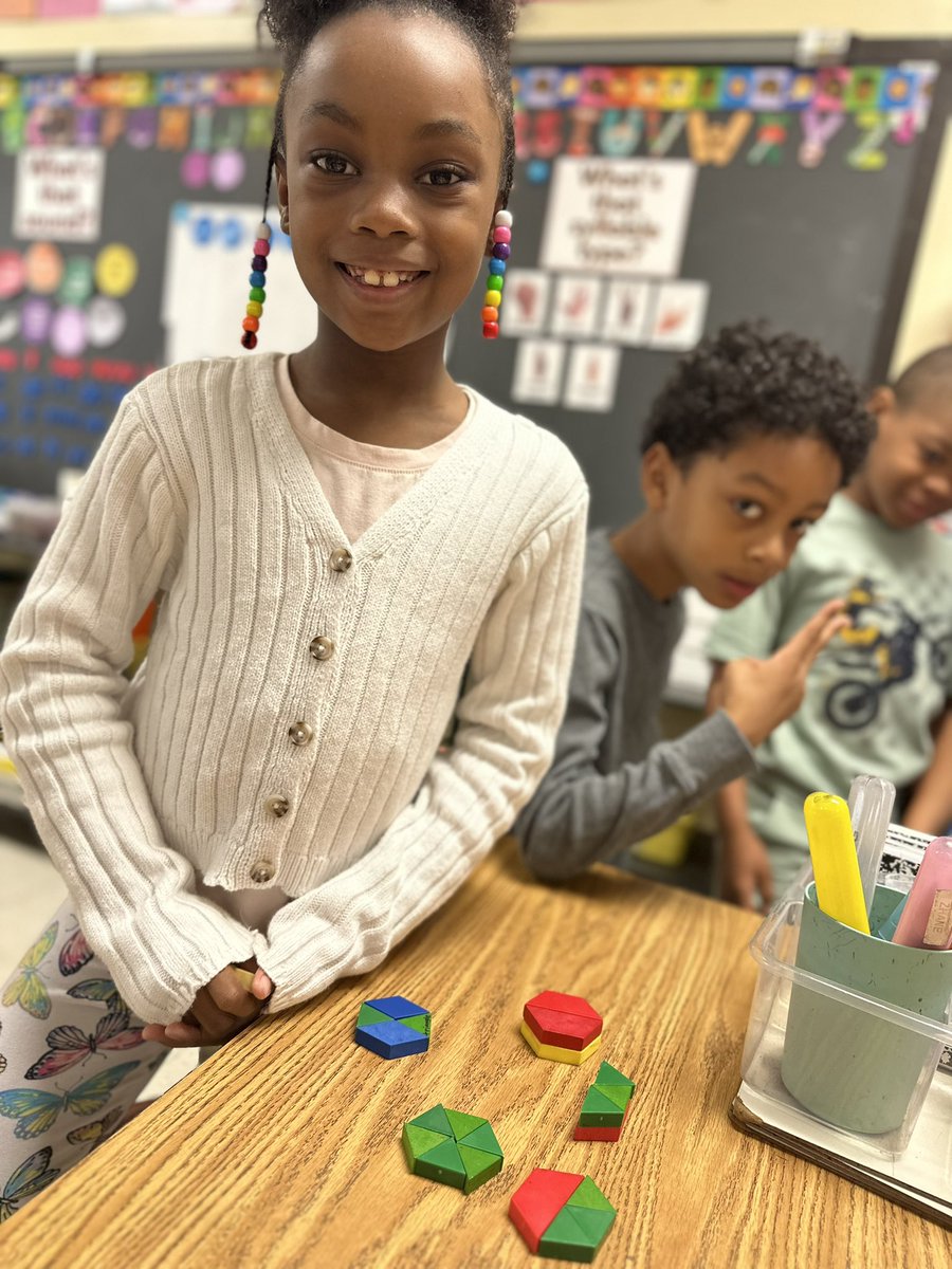 Partitioning with pattern blocks was a class fav this week as we learned about fractional parts!