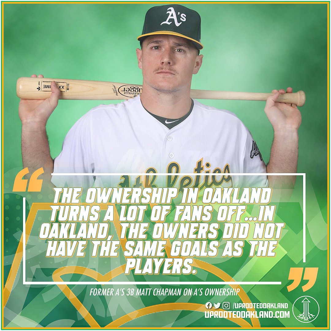uprootedoakland's tweet photo. "I feel bad for the loyal A’s fans in Oakland... There are a lot of good Oakland fans that have been loyal through the years, through all the stuff they have to deal with. I feel bad for them."

Matt Chapman doesn't hold back on Oakland A's ownership. #Athletics #RootedInOakland https://t.co/SBcas8Gxbu