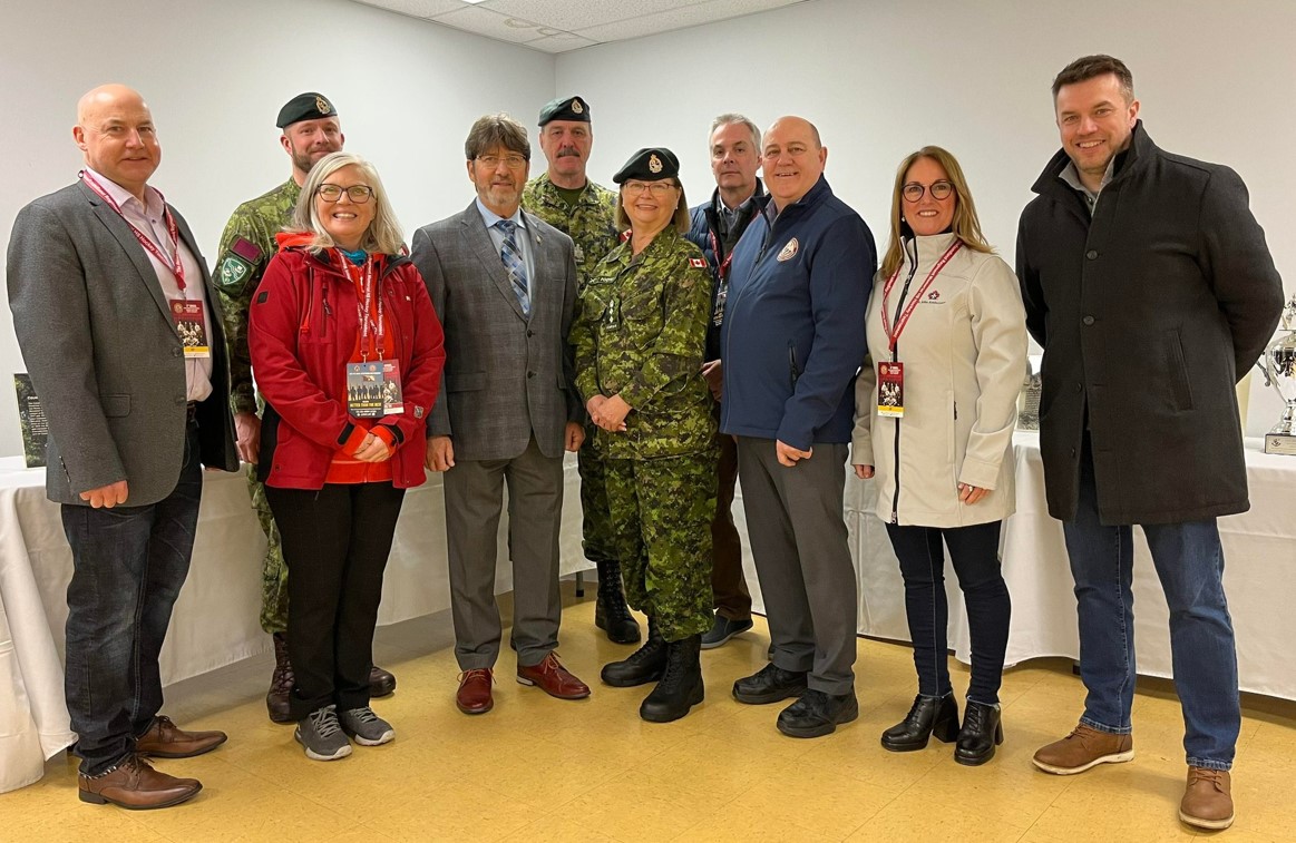 RNFLDRHockey's tweet photo. The VIP delegation for the official opening ceremony included @judy_foote @CO_R_Nfld_R @DanBobbett @AndrewHickey709 @murphtrevor @SJA_NL @rogerstv Absent @Commissionaires They were led to the rink by bagpiper Ean Parsons. The Regimental Band played during a Remembrance ceremony. https://t.co/2I1ujyuTCi