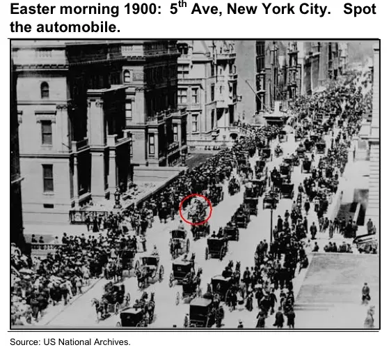 stephsmithio's tweet photo. NYC on Easter morning 1900 vs 1913.

"Spot the car" turns into "spot the horse" 🔎

Slowly, then all at once. https://t.co/VwW33F9LtH