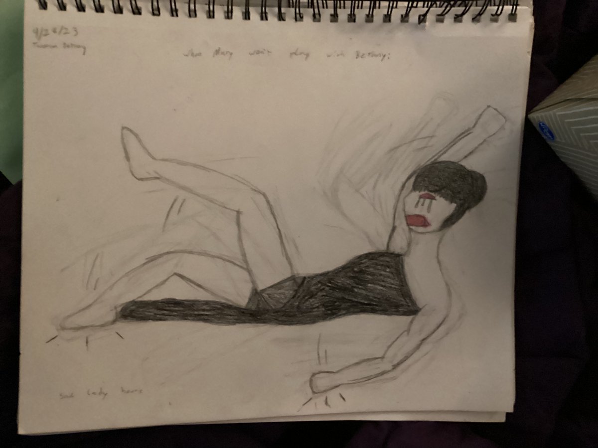 VOSBat's tweet photo. Sad lady hours. (TRIGGER WARNING: Suicidal-ish and sad gore imagery.)
#hiimmarymary #FanArtFriday #ARG #horrorart #sketches #sketchbook https://t.co/FjjIzP9DKb