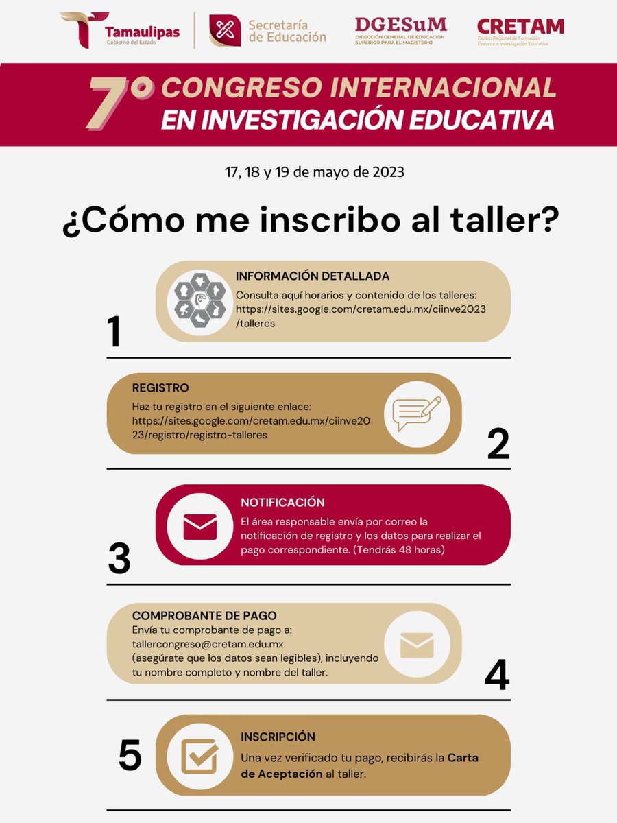 EDUCATAM's tweet photo. El Centro Regional de Formación Docente e Investigación Educativa #CRETAM invita al 7° Congreso Internacional en Investigación Educativa los días 17, 18 y 19 de mayo.
Inscripciones y más información en:
https://t.co/tAnPOAZYTG
#TransformandoTamaulipas
#TransformandoLaEducación https://t.co/QdzH1XKq06
