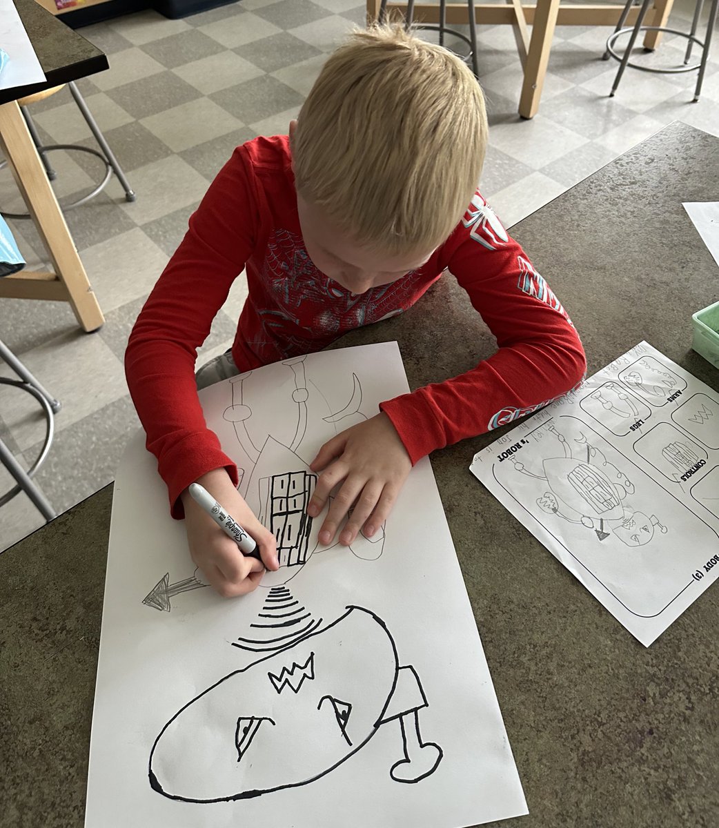 Firsties’ robots make my heart beep 🤖❤️ From planning, to sketching, to drawing their final drawing- they didn’t miss a bolt! <a href="/MrsTsClubhouse/">Mrs. Torrisi</a> <a href="/VincentFarmBCPS/">VincentFarmBCPS</a> <a href="/RTwentey/">Ryan Twentey</a>