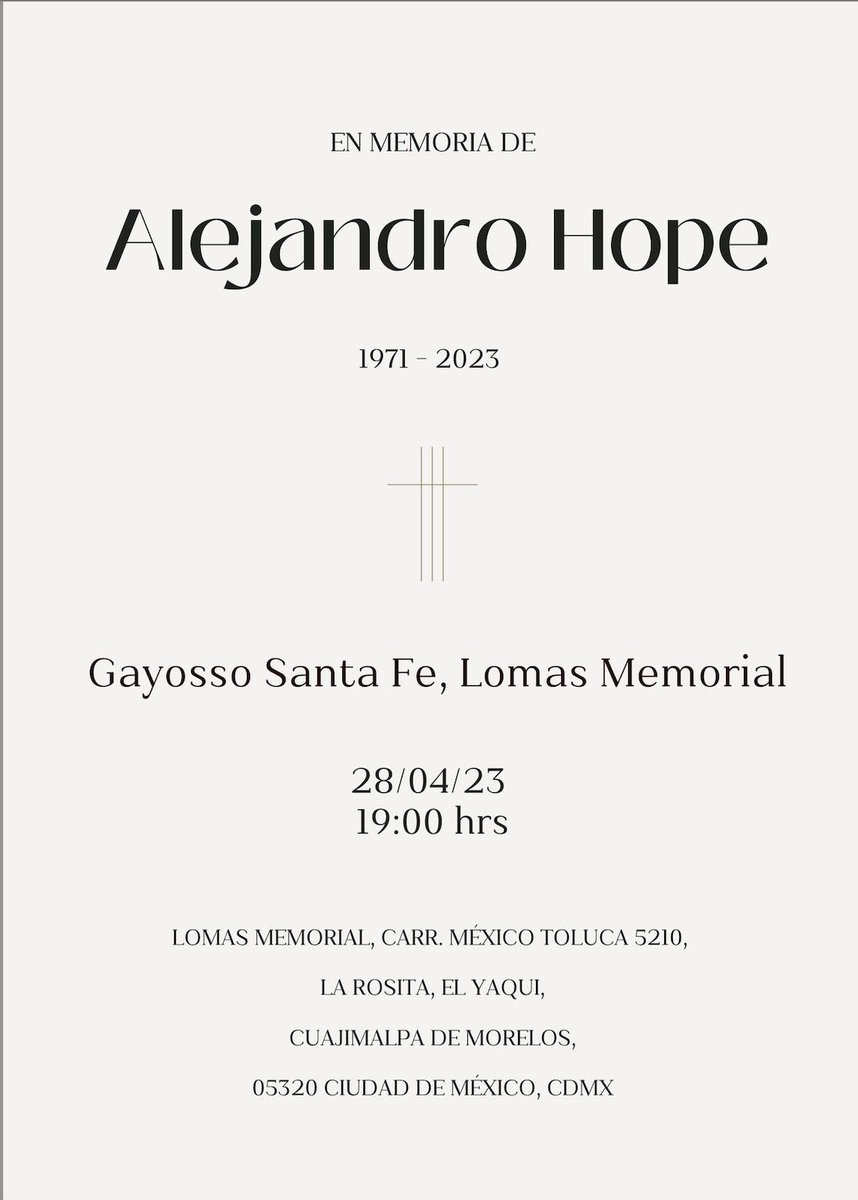 Agradecemos profundamente sus muestras de cariño y solidaridad. Estaremos velando a nuestro querido Alejandro en Gayosso Santa Fe a partir de las 19:00 hrs de hoy.