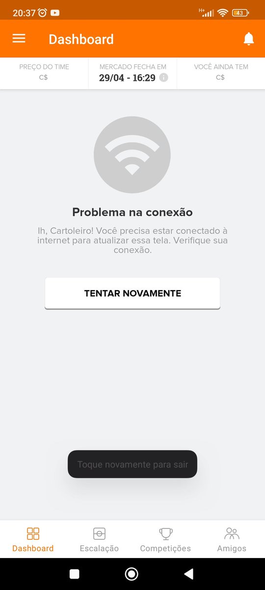 Guileumo's tweet photo. @geglobo  me ajuda ai , estou desde o começo do Brasileirão querendo jogar cartola e não consigo entrar https://t.co/sLROYP0YMc
