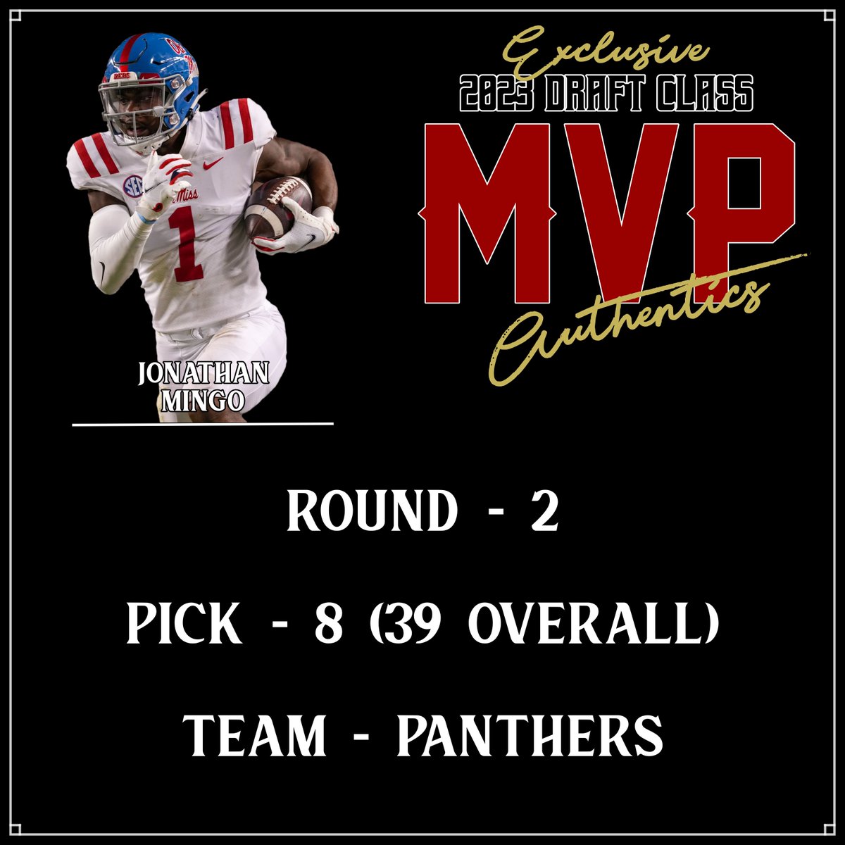 And the last MVP Exclusive is off the board, #JonathanMingo goes to the @Panthers , instant impact in Carolina for this gifted athlete , go get em #Mingo