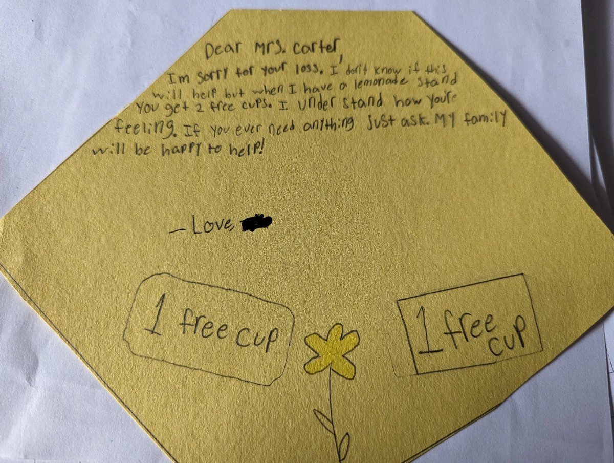 These kids melt my heart...pouring out love for their teacher who lost her mom. ❤️❤️❤️ So sweet...