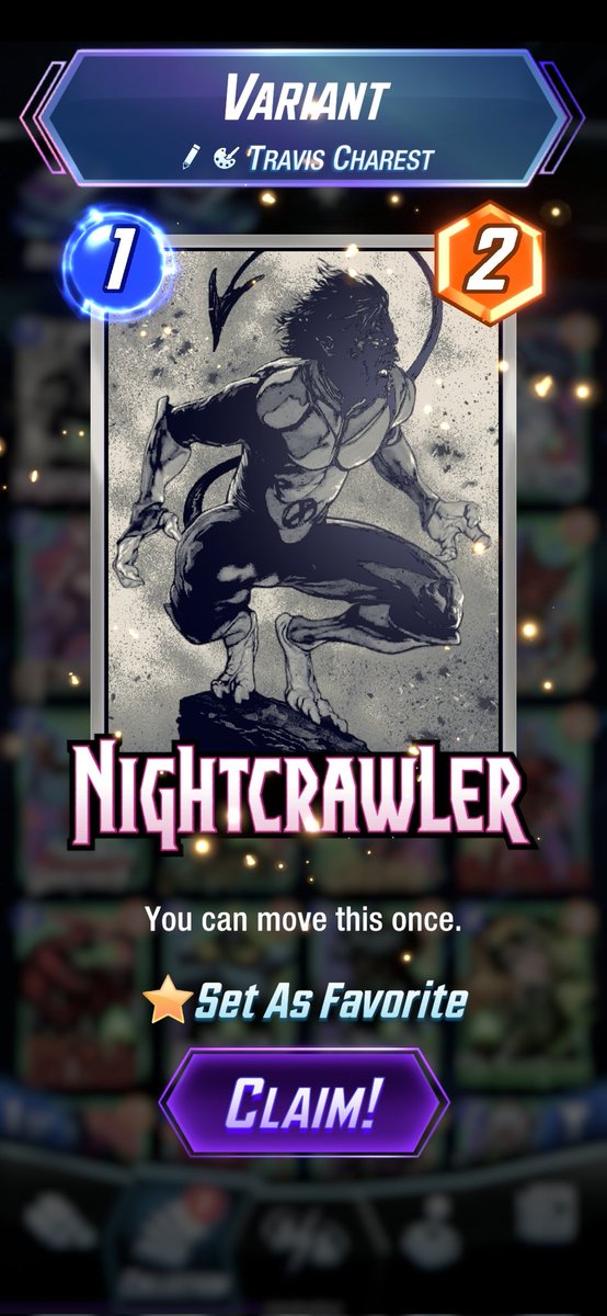 OnyxSux's tweet photo. My first ink finish in Marvel Snap! 😃 #Marvel #Snap #nightcrawler #variants https://t.co/3W3HLsrjpl