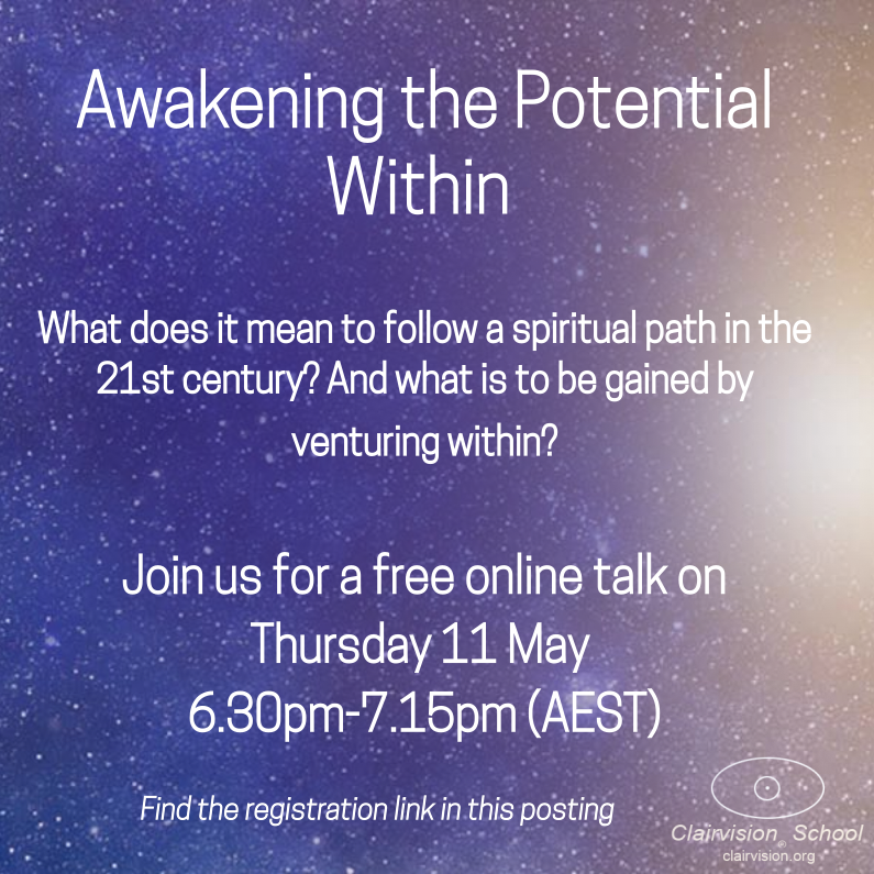 clairvision's tweet photo. What does it mean to follow a spiritual path in the 21st century?

Join us for a free online talk on Thursday 11 May from 6.30pm - 7.15pm (AEST). 

To attend this lively discussion, register here: https://t.co/lOczFQEouE
#clairvision  #meditation  #awakening https://t.co/8Cb4pET738
