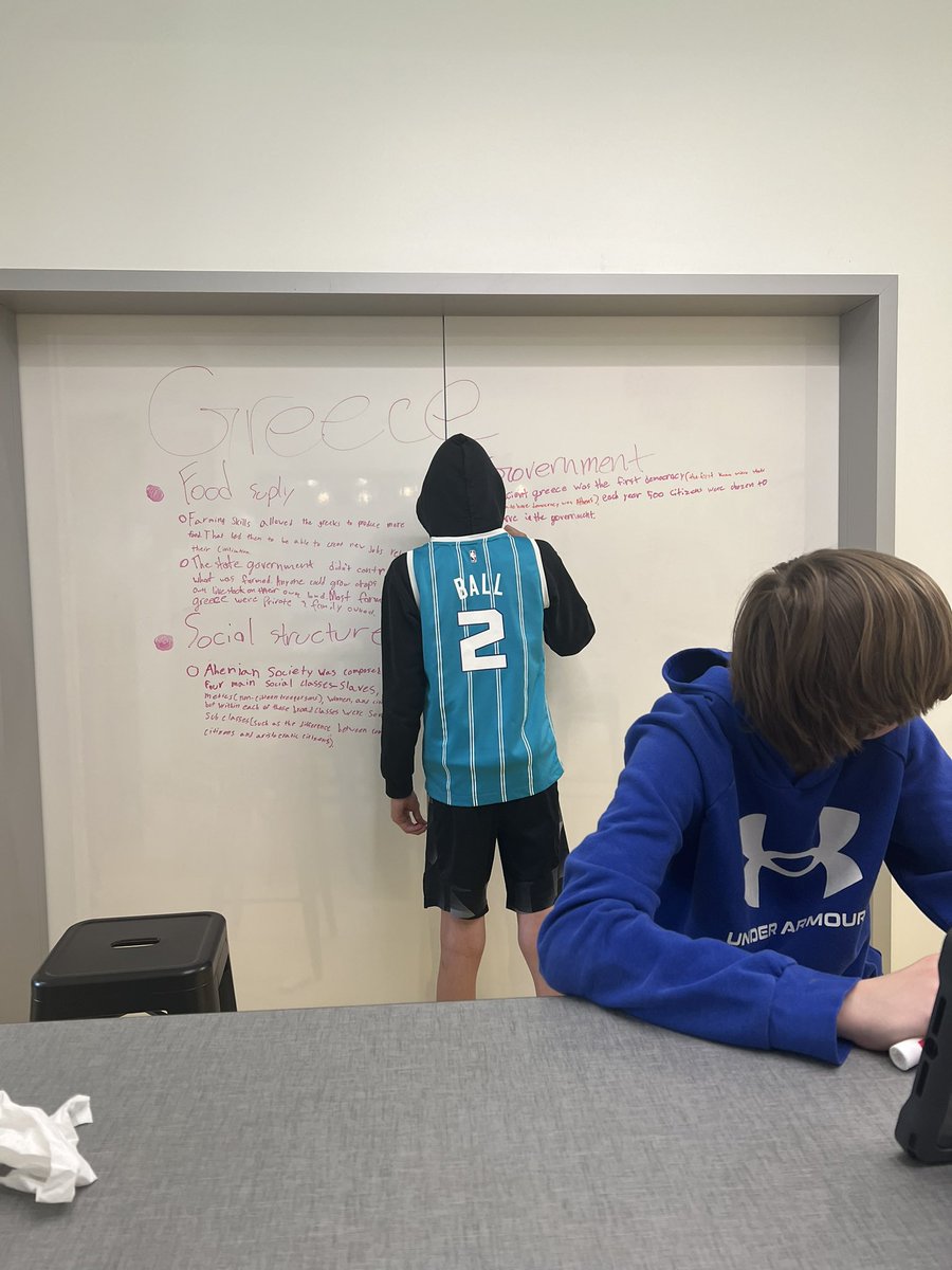 JMitch2022's tweet photo. I love that my students get creative in our new space in @diemer_pta they get to use the white board doors to research the golden age of their choose! Later, they will organize the notes in Cornell form, and make a museum exhibit😆 https://t.co/B3ZbY7zJL6