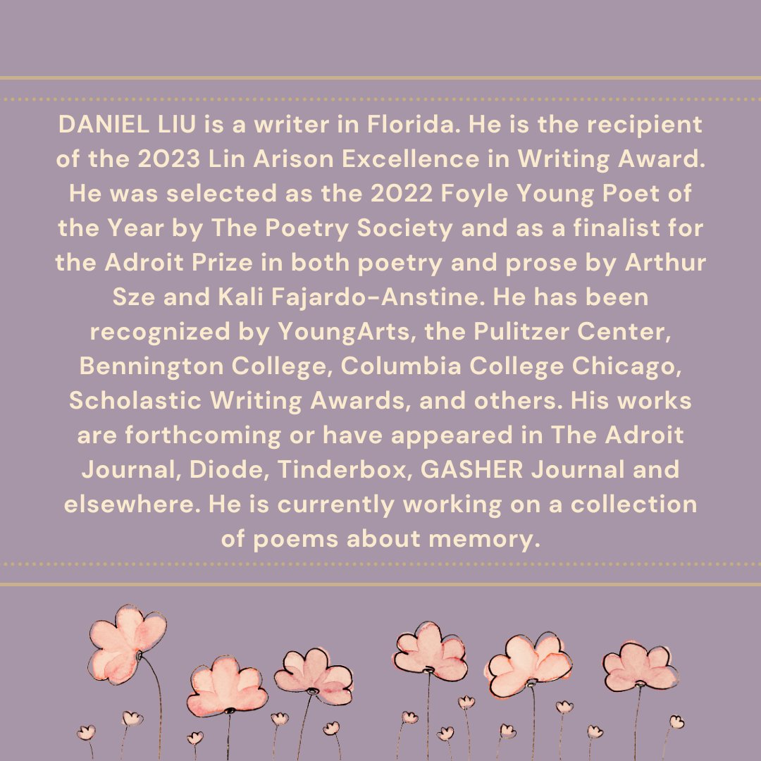 Join us this *Sunday* at 7pm EDT for a reading and Q&amp;A with <a href="/danielliu_1/">danny liu</a> !!!!  

We will be discussing his chapbook, COMRADE, published by fifth wheel press  

all teen writers ages 13-22 are welcome 🌸🌸🌸
