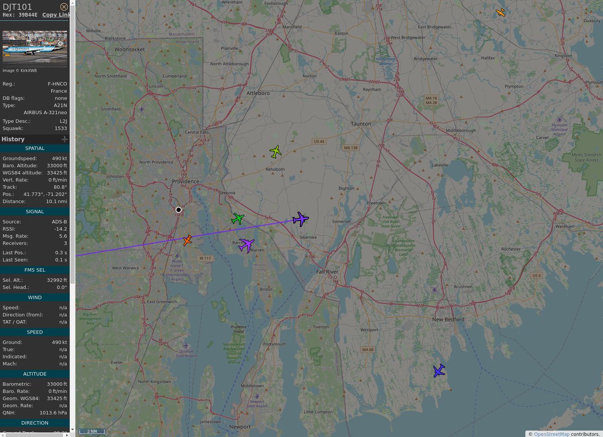 RI_Aircraft's tweet image. #KBOS / #KPVD - #DJT101 ( A21N) La Compagnie @ 33000 ft and 66.4° frm hrzn, heading E @ 19:53:25 - globe.adsb.lol/?icao=39B44E #UpInTheClouds #adsb #AnyFlightTracker #rtmladsb #Boston