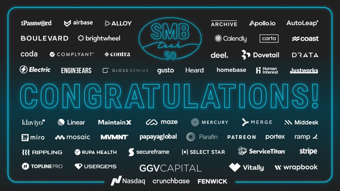 lightspeedvp's tweet image. Excited to see 5 Lightspeed portfolio companies on this year&apos;s #SMBTech50 list. Congratulations to @1Password, @usealloy, @archiveresale, @cartainc, and @selectstarhq on this well-deserved recognition and for pushing boundaries in their respective industries.…