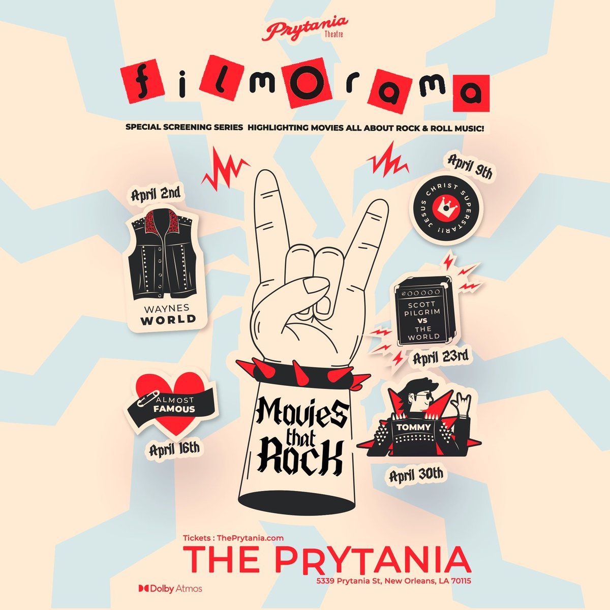 Our Movies That Rock series ends THIS Sunday! 🤘

Catch 🎞TOMMY, a film that follows a psychosomatically blind, deaf, and mute boy that becomes a master pinball player and, subsequently, the figurehead of a cult.

Showing Sunday at 10PM. Reserve tickets at theprytania.com