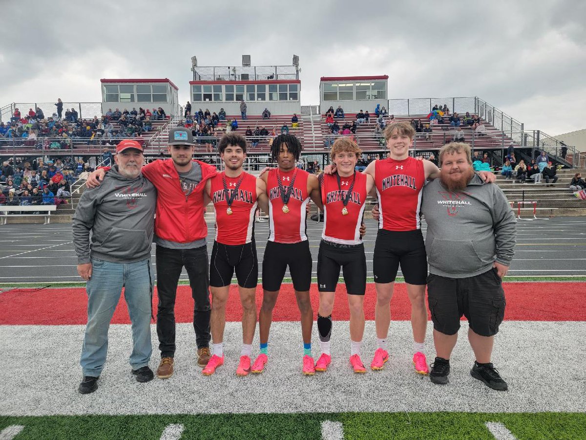 Word from Whitehall boys track coach Kirk Mikkelson at the Kent City Invite is that the Vikings 400m relay team just broke the school record of 43.76 seconds set in 1996. Team of Nate Bolley, Malcolm Earvin, Lukas Palmer and Trannon Aylor. New record, 43.34. Also KC meet record.