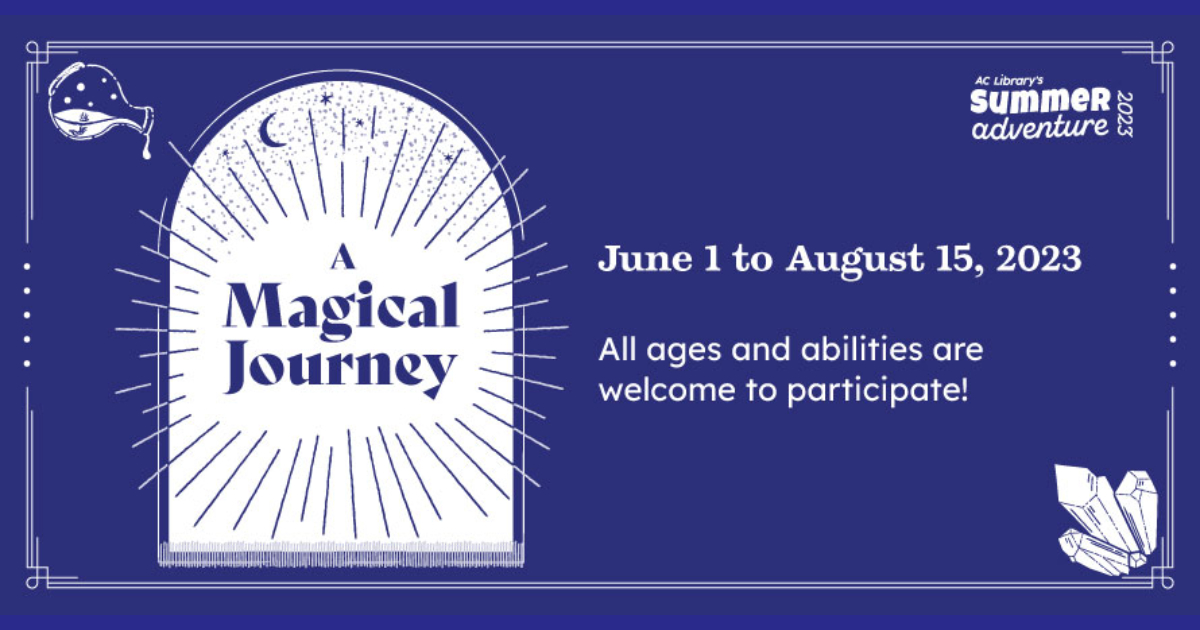 aclib's tweet photo. Our 2023 Summer adventure is just around the corner! Starting June 1, you can pick up an Adventure Guide, get inspired, and receive a book gift and prize drawing entries. A Magical Journey awaits! Learn more at https://t.co/79LNKiAf8s #ACLibrarySummerAdventure https://t.co/pi9VsaMB6N