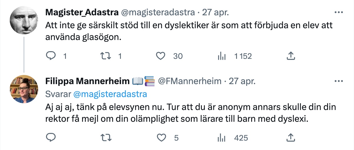 anodunos's tweet photo. Filippa Mannerheim är, på något fantastiskt sätt, inte medveten om att förtroendet för en lärare kommer påverkas om läraren raljerar över sina elevers föräldrar, hävdar att barn är lata, och beter sig illa på nätet.

Jag är för traditionell katederundervisning. Jag är även för .. https://t.co/bzMrd2zTrJ