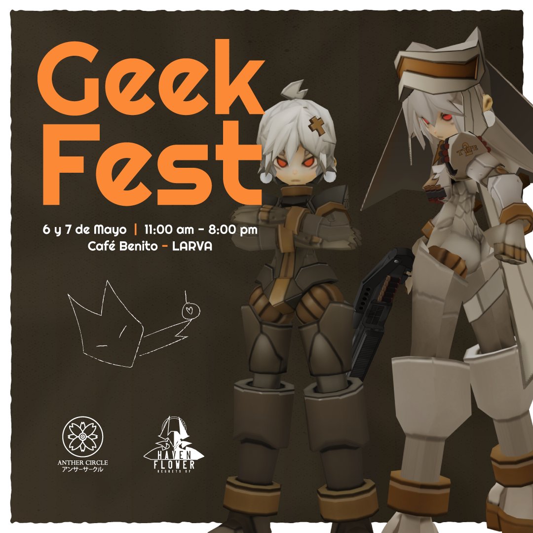 StudioAnther's tweet photo. Conocer nuestro proyecto este 6 y 7 de mayo en @Geekfestgdl, ubicado en Café Benito, LARVA. HavenFlower: Regrets Of, es un videojuego rpg de fantasía y robots gigantes que nos cuenta la historia de Loup. 
Búscanos en el área de videojuegos ( - w - )
#Guadalajara #cafébenito https://t.co/MGX7WQ3kiL