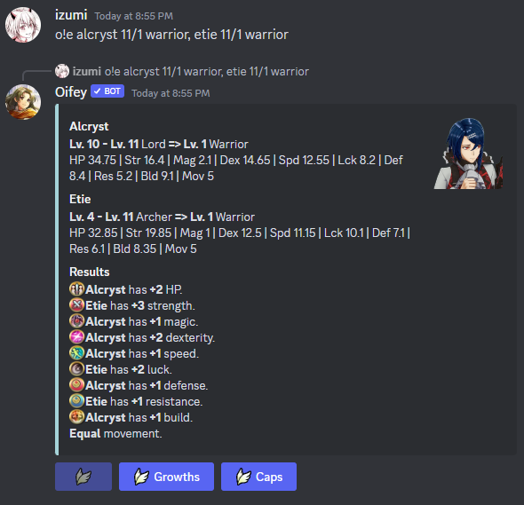 OifeyB's tweet photo. New oifey commands are finally here!
You can now compare units and equip weapons on them for all games!
Modifiers can be applied to units to change their stats, affecting calcs such as hit.
Thread 1/3 https://t.co/GaoP2retAY