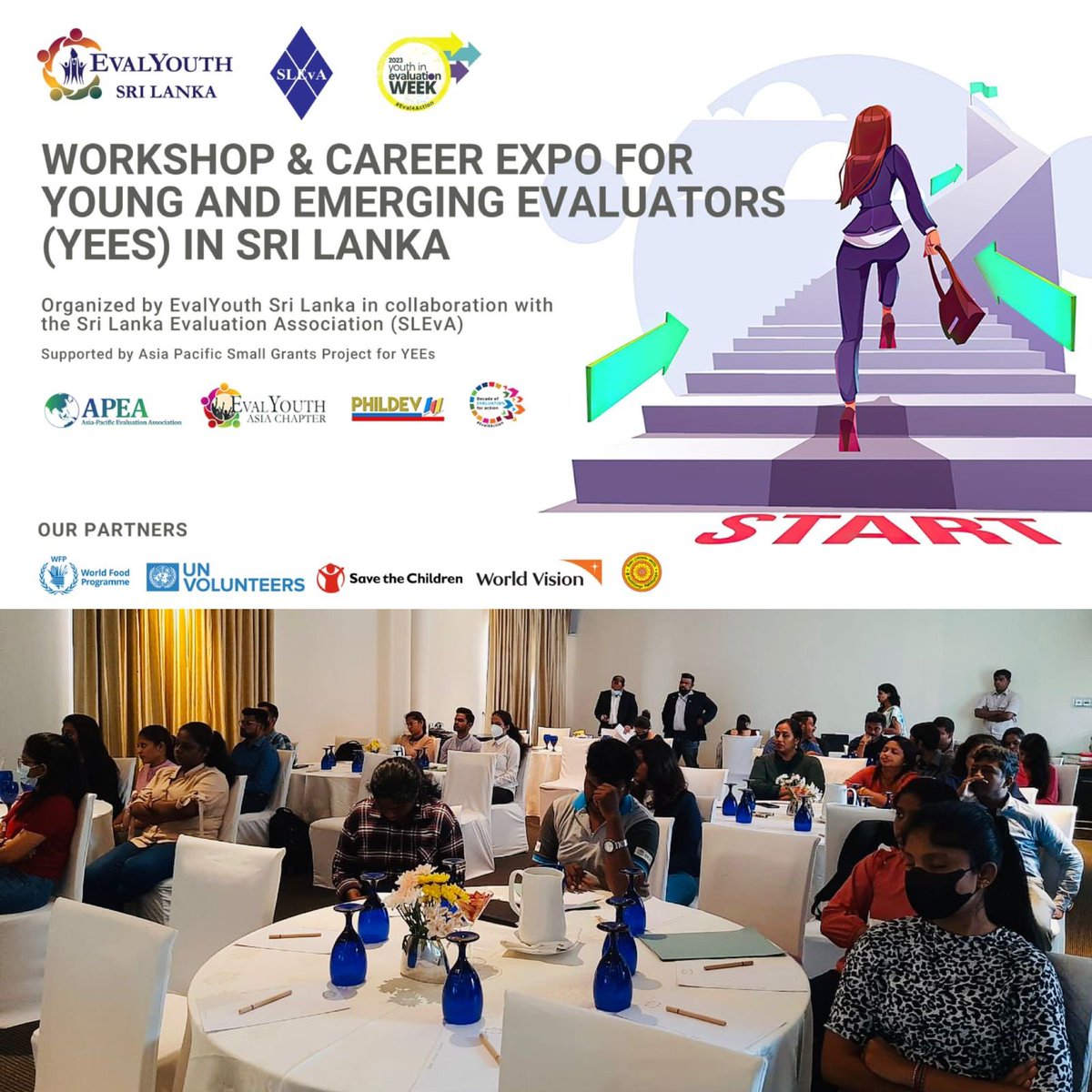 Happening now!👏👏

The workshop and #CareerExpo for YEEs in Sri Lanka organized by the @EvalYouthSL 

#APCHub #Eval4Action #YouthInEvalWeek #AsiaPacificYEEs @unfpa_eval @EvalyouthAsia @Eval_Youth @APEAeval