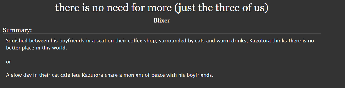 blix_47's tweet photo. examns kicked my ass and day 2, 3 and 4 were delayed (they are still coming tho!)

anyways, the prompts were domestic and coffee shop but i kinda took liberties with domestic, still i hope you enjoy #kazutoraweek @Kazutoraweek 

https://t.co/QEBDiT9mLp https://t.co/AW0ovFfpOs