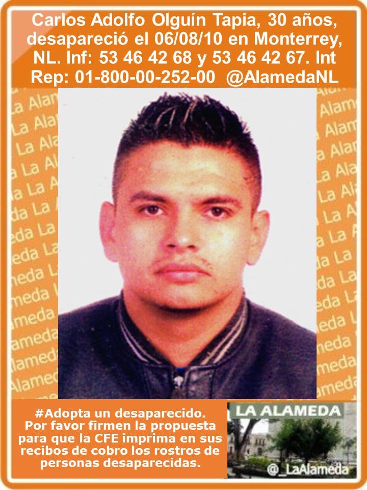 AlamedaNL's tweet photo. #TeBuscamos Carlos Adolfo Olguín Tapia. Monterrey, Nvo.Leon  #NvoLeón https://t.co/FLppkiU7Ao