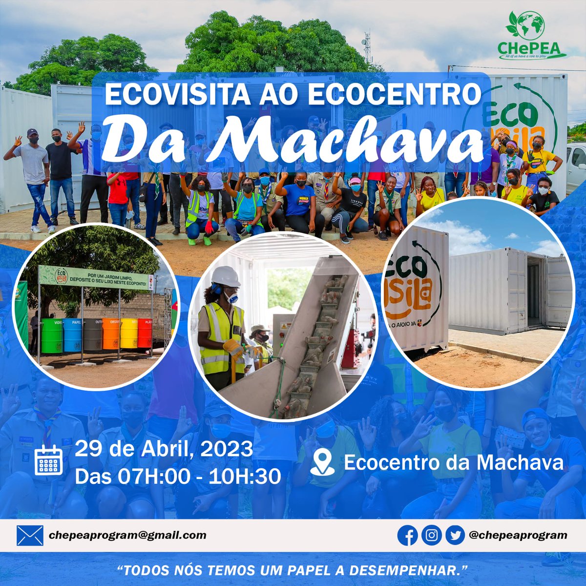 chepeaprogram's tweet photo. "If your around Machava in Maputo🇲🇿 join us this time for our first #ECOVISIT of the year 2023 to the #Ecocenter of #Machava, which is taking part from 7:00 am to 10:30 am."
#ActNow
#savetheplanet
#ecologicalvisit
#chepeaprogram🌍
#allofushavearoletoplay
#chepeaprogramactivities https://t.co/XVQz3662YU