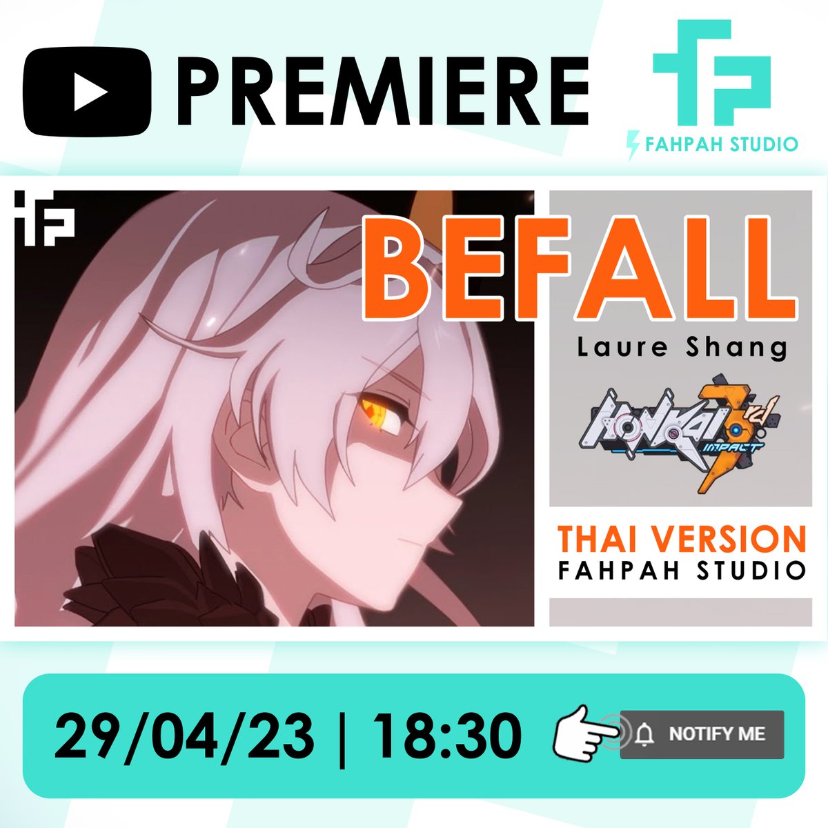 FAHPAHwav's tweet photo. วันนี้เรามี 2 นัดกันไปเล้ย
💚18:30💚
(Thai Version) Befall - Laure Shang
⏳ https://t.co/tuNQIBAbYi
💚19:00💚
(Thai Version) IDOL - YOASOBI
⏳https://t.co/Y1Fmg9DVSG
#Befall #HonkaiImpact3rd #WilloftheHerrscher
#Idol #yoasobi #推しの子 #アイドル #เกิดใหม่เป็นลูกโอชิ #OshinoKo https://t.co/jYwoRXa1ym