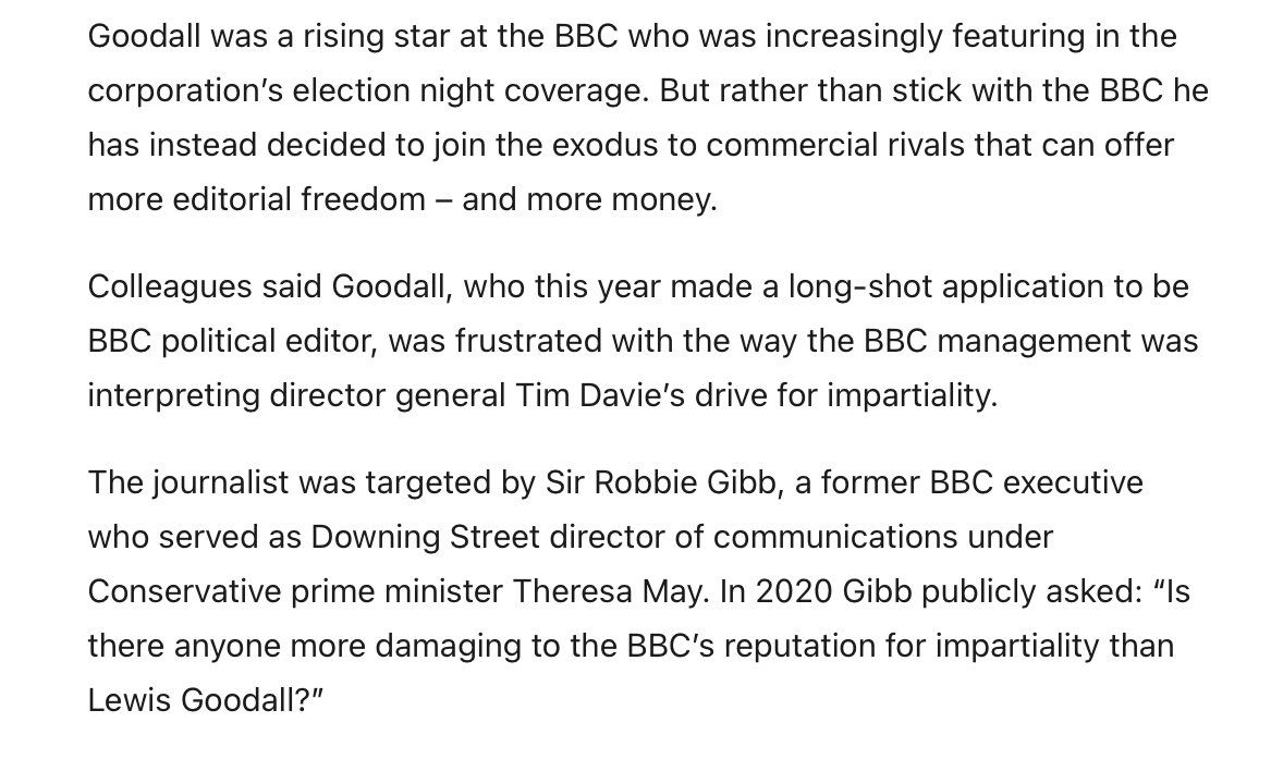 #RobbieGibb once asked if there was anyone more damaging to the BBC’s reputation than Lewis Goodall. When in fact it’s been Gibb himself, along with #RichardSharp and #TimDavie who traduced  #BBCimpartiality because Johnson installed them. #r4today theguardian.com/media/2022/jun…