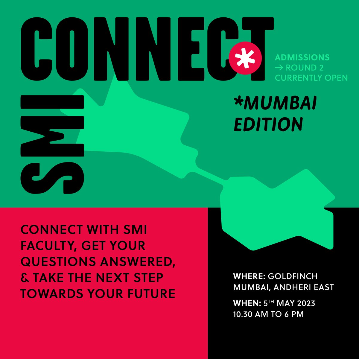 Welcome 2 SMI Connect, Mumbai Edition on 5 May between 10.30 AM & 6 PM @ Goldfinch Hotel, Andheri and interact with our faculty and understand first-hand our courses, structure, learning approach&the opportunities they offer. Pls register - forms.gle/GQkvVC7abre5uP…