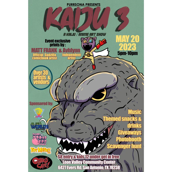 NEONGENESIS X GODZILLA Designs to  debut at the upcoming KAIJU 3 art market 