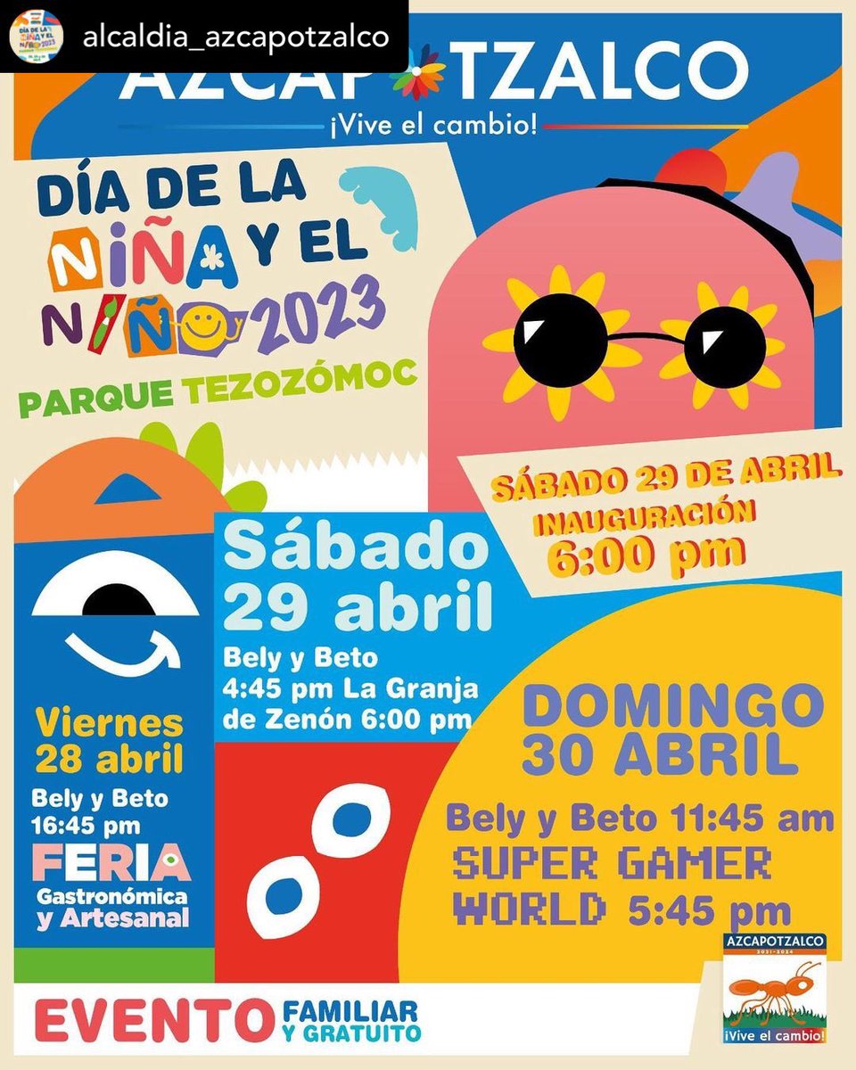 MargaretSaldana's tweet photo. Recuerda! En Azcapotzalco tus peques 👧🏽🧒🏽👶son lo más importante, vamos a festejarlos como lo merecen. La cita es en el parque Tezozómoc.
#vivaelcambio #azcapotzalco @AzcapotzalcoMx https://t.co/BfLzFXZ9yU