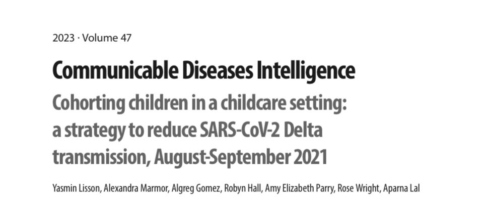 YasLisson's tweet image. My first peer reviewed article has been published. For those interested please kick back and enjoy some light weekend reading on: #COVID19, #Childcare and the effects of #Cohorting! #FETP

doi.org/10.33321/cdi.2…