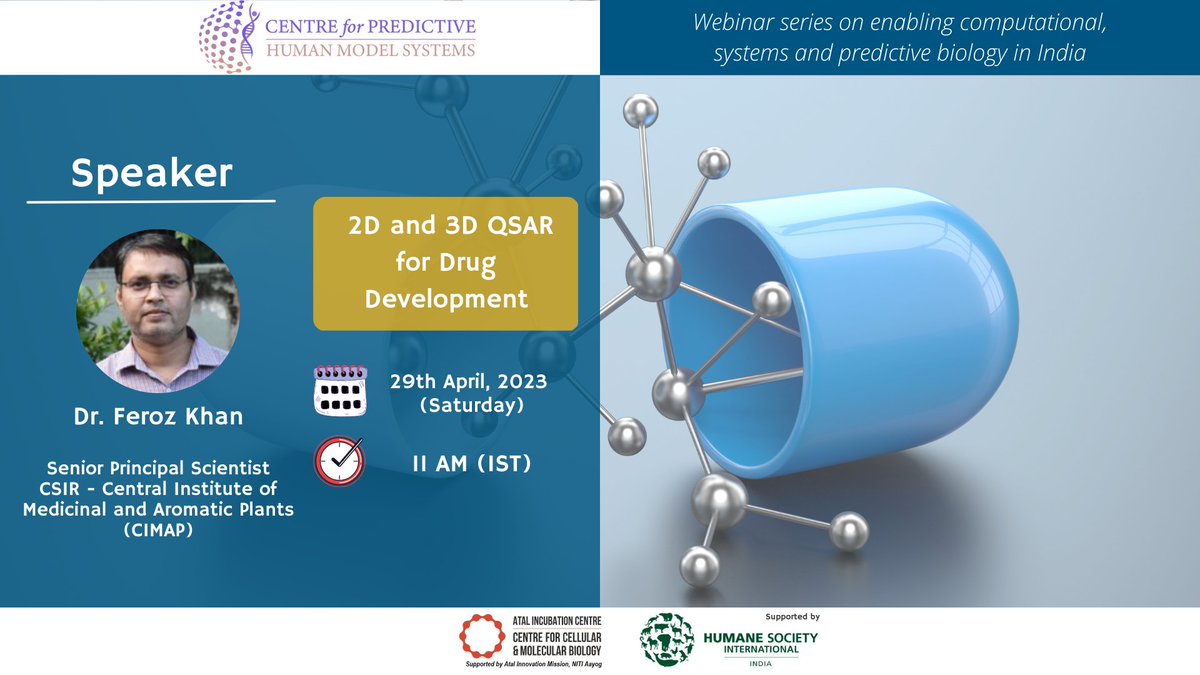 cphms_aic's tweet image. We&apos;re LIVE with Dr. Feroz Khan, talking about 2D and 3D QSAR for Drug Development! Join us on Zoom or catch the live stream on youtube.com/watch?v=tUR_Bf… 

#webinar #biology #computationalmodeling