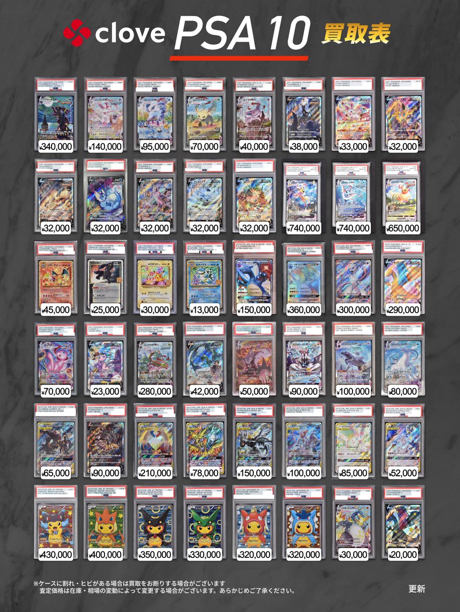 ポケカPSA10の買取表を更新致しました🎉 「リーリエ PSA10」「アセロラ