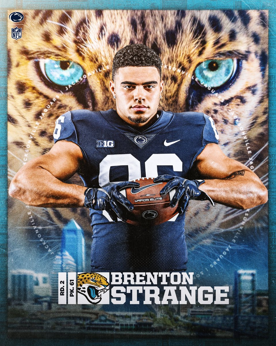 PSU → JAX for <a href="/BrentonStrange/">Brenton Strange</a>!

The <a href="/Jaguars/">Jacksonville Jaguars</a> just got a baller 😼

#WeAre | #NFLDraft