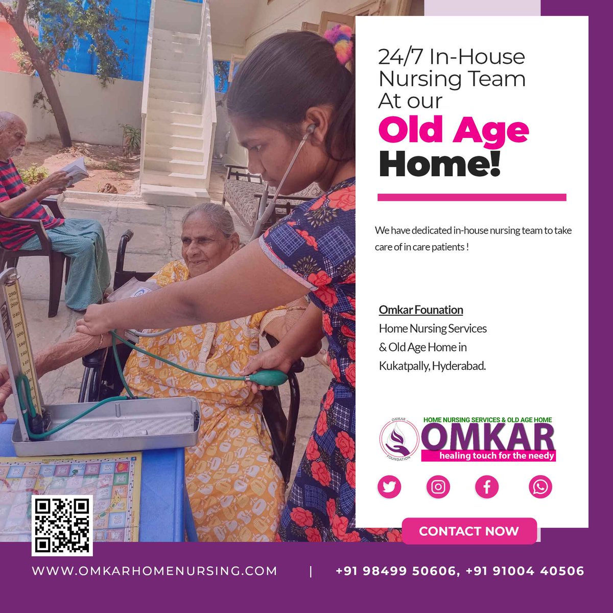 24/7 in-house Nursing Care Team at our Omkar Old Age Home.
#homenursing #homenursingcare #oldagehome #elderlycare #homecareservices #caretaker #caregiver #retirementhome #nursinghome #postsurgerycare