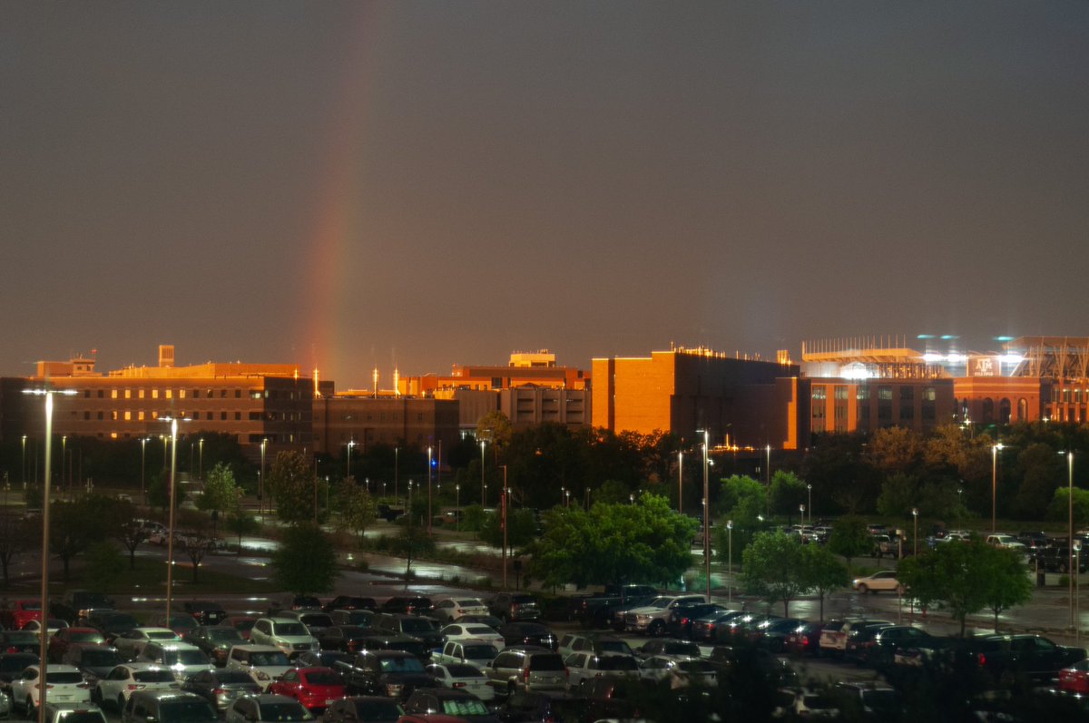 Rainbow over <a href="/TAMU/">Texas A&M University</a> after tonight’s storm

<a href="/KBTXNews/">KBTX News</a> <a href="/KBTXWeather/">KBTX Weather</a>