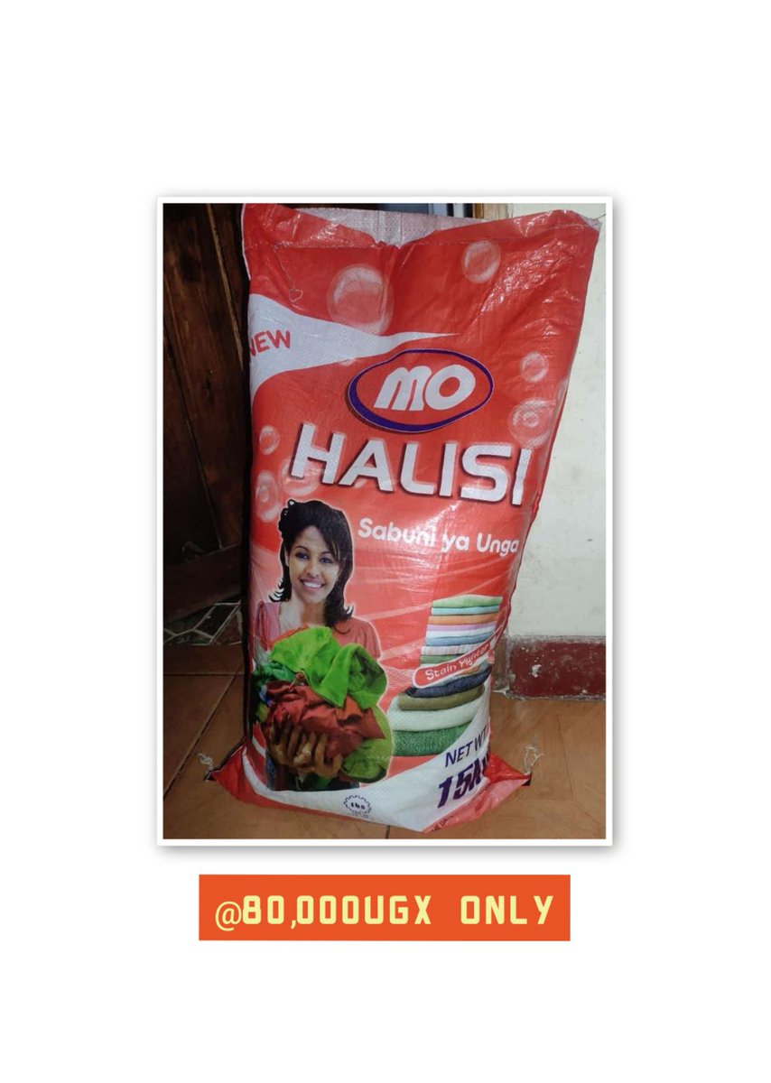Hey lovelies,
Grab yourself a 15kg sack of high quality detergent at only 80,000UGx for all your cleaning needs 

It has a very nice scent and removes stains on clothes and surfaces very fast..You all need to try it out. Kindly hit my dm to place your order. Thank you