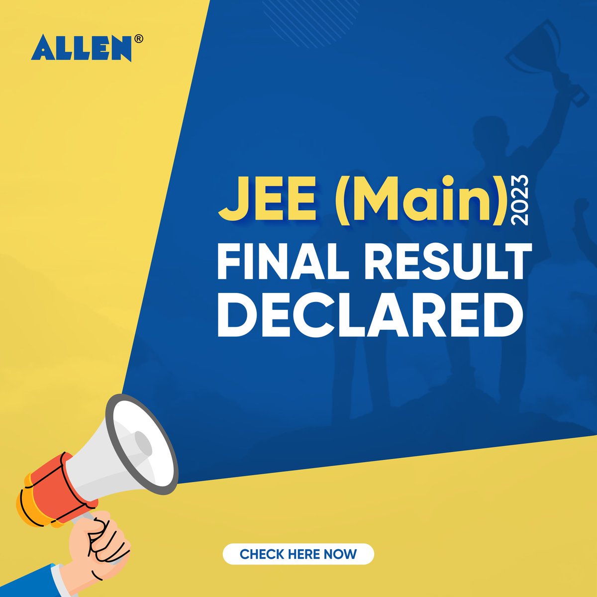 ALLENkota's tweet image. #ResultDeclared
Breaking News! JEE Main 2023 Final Result Declared, Check Here Now...myexam.allen.ac.in/jee-main-2023-…
#JEE2023 #JEEMain2023 #Result2023 #ALLENKota #KotaCoaching