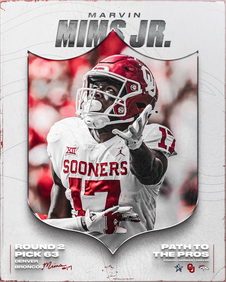 OU_Football's tweet photo. Round 2 | Pick 63 

@marvindmims ➡️ @Broncos 

#OUDNA | #NFLDraft https://t.co/0nq1ohLU9i