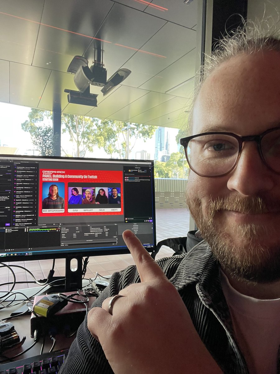 About to go live on STAGE at <a href="/DreamHack/">DreamHack</a> Melbourne to host a panel about Building A Community On Twitch!!! 

I’ll be joined by <a href="/elysamelon/">Elysa ˖ ࣪⊹𐙚 → PAX AUS + TwitchCon US</a> <a href="/itsEmiloo/">emiloo</a> <a href="/ximOpti/">Opti</a> and <a href="/8bitElliott/">8BitElliott</a> 

Streaming it live on my twitch channel too!!! Starts at 12pm Melb time :)

OKAY SEE U THERE!!