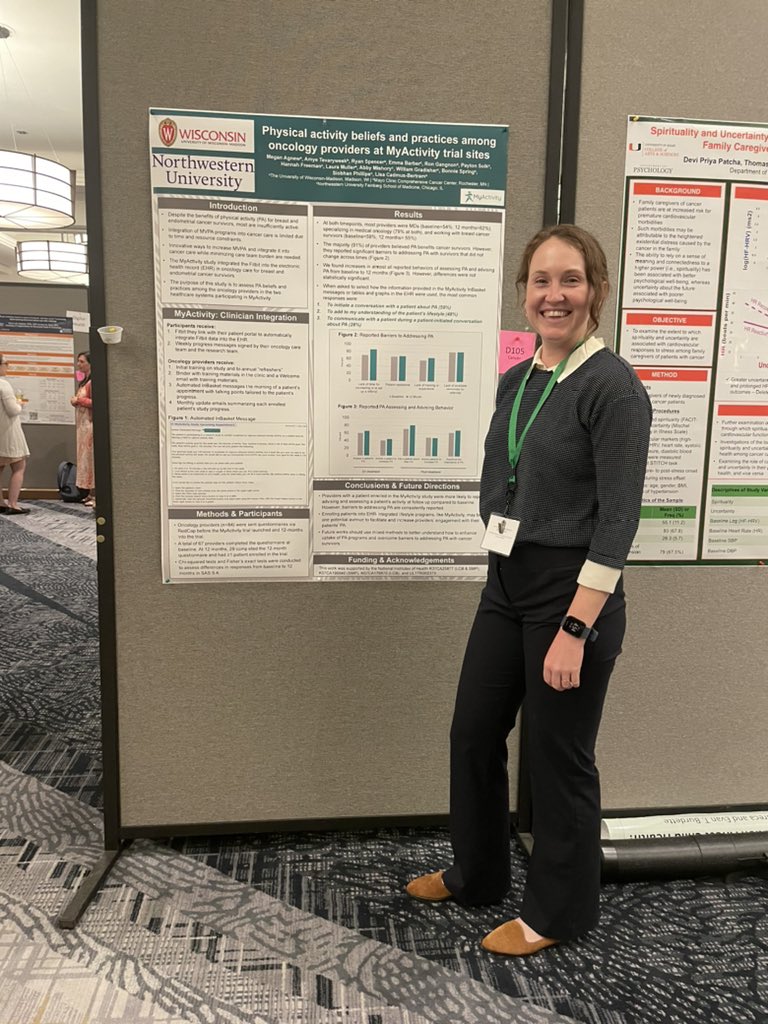 EHLabNU's tweet photo. @AgnewPopHealth presenting on “Physical Activity Beliefs and Practices Among Oncology Providers at MyActivity Trial Sites” Way to go Megan! 🌟 https://t.co/RLAPftUFzf