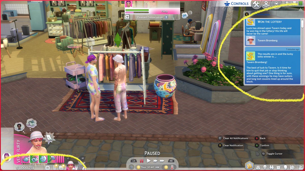 illBEtheLITE's tweet photo. Tavern won the lottery in my Rags to riches Challenge. I don’t feel right about keeping the money so I got rid of it. 1000 for tavern and he donated 1000 to charity for bunnies 😂.  More details about this in my next stream! #TheSims4 #sims4ragstoriches https://t.co/z8E1EKggzx