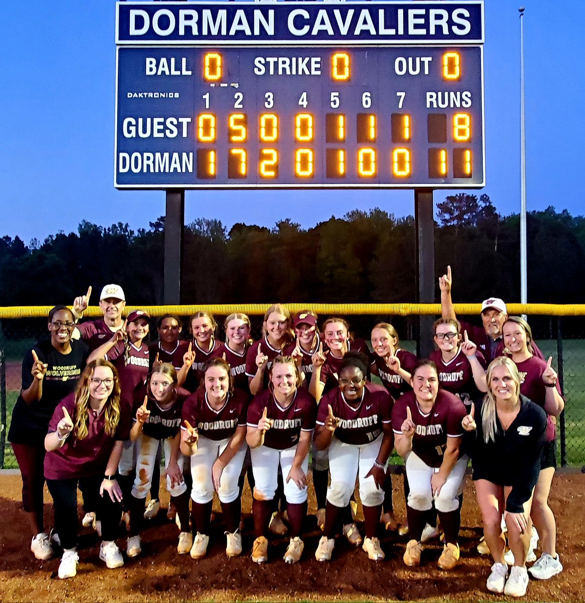 DruffLegend85's tweet photo. Two for the price of one!  Woodruff softball defeats Union County 11-8 to win the R4-3A title.  The Lady Wolverine soccer team defeated Clinton in a tiebreaker 2-0 to win their 20th region title IN A ROW!  The streak started in 2003.  @SamBAlbuquerque https://t.co/VpS1K3cnNo