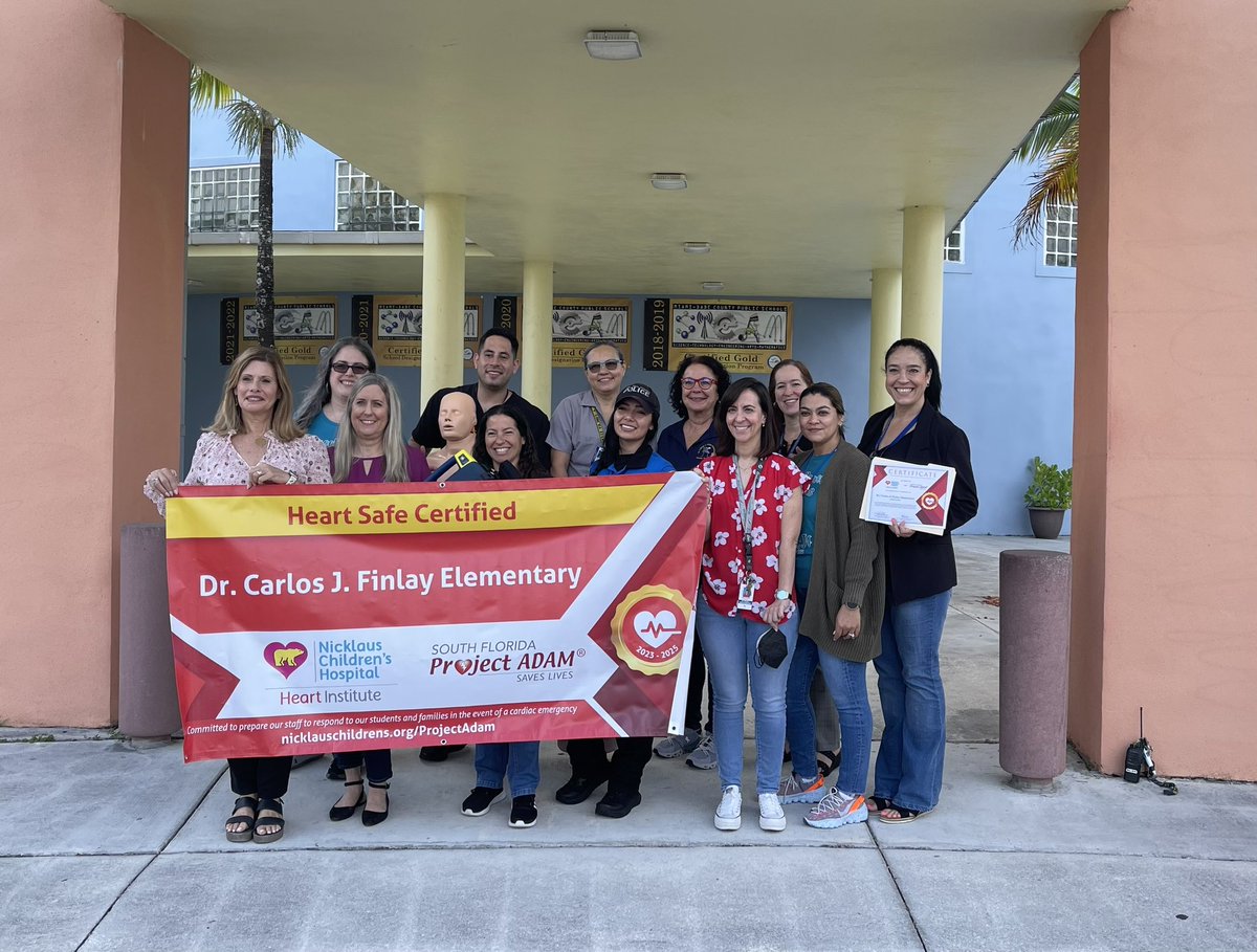 cj_finlayelem's tweet photo. Proud to say Dr. Carlos J. Finlay Elementary is Heart Safe Certified ❤️. Thank you @Nicklaus4Kids and MDCPS Comprehensive Student Health Services for your guidance and support! @MDCPSSouth @SuptDotres 
@blwilderMDCPS 
#SupportProjectAdam https://t.co/YuUUpVORJJ