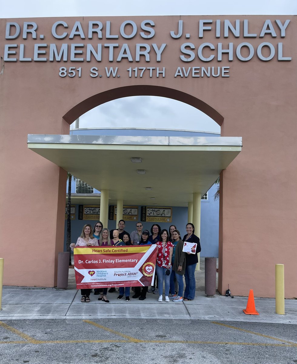 cj_finlayelem's tweet photo. Proud to say Dr. Carlos J. Finlay Elementary is Heart Safe Certified ❤️. Thank you @Nicklaus4Kids and MDCPS Comprehensive Student Health Services for your guidance and support! @MDCPSSouth @SuptDotres 
@blwilderMDCPS 
#SupportProjectAdam https://t.co/YuUUpVORJJ