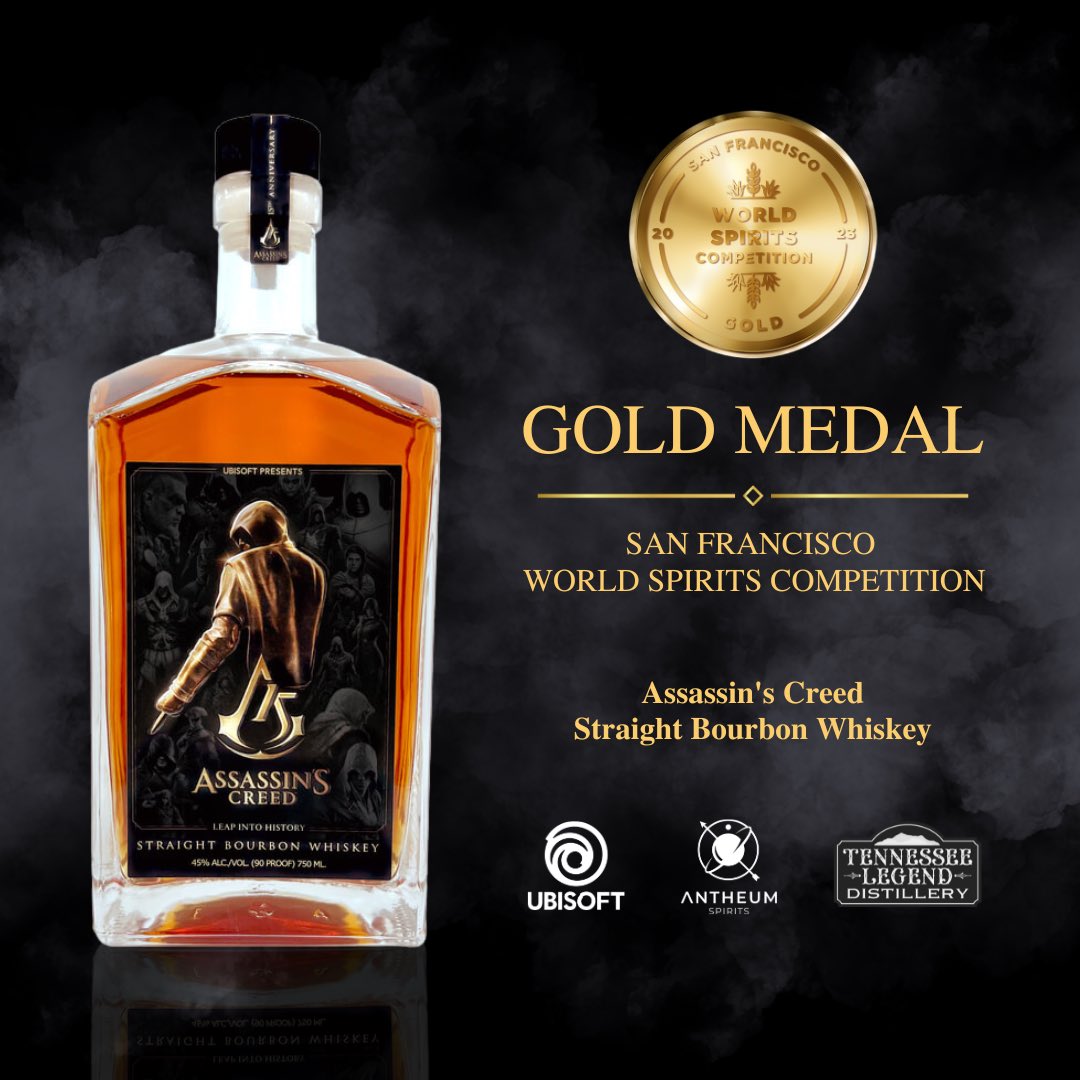 antheumspirits's tweet photo. The @SFWSpiritsComp is one of the most esteemed and influential spirits competitions in the world. Antheum Spirits and Tennessee Legend Distillery are proud to have received a Gold Medal for the Assassin's Creed 15th Anniversary Bourbon and a Bronze Medal for the Black Flag: Edward Kenway Spiced Rum! Enjoy at https://t.co/bPDwlg2uAX. 

Cheers! 🥃  🎉 @ubisoft @assassinscreed 

#sfwspiritscomp #antheumspirits #tnlegend #TennesseeLegend #ubisoft #assasinscreed #blackflag #edwardkenway #ac15 #whiskey #rum #spicedrum #bourbon #bourbonwhiskey #antheum #enjoyantheum