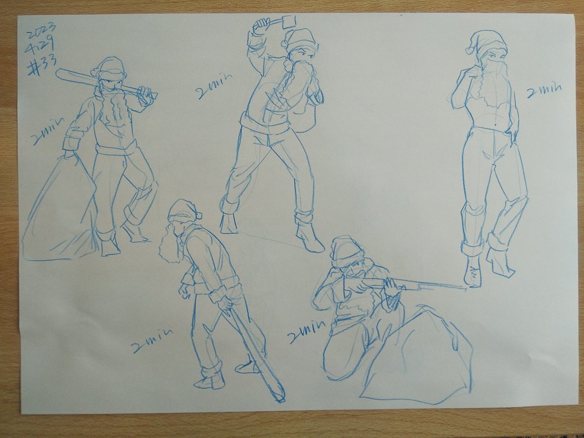 #さとまこクロッキー
#今日のクロッキー

＃33&amp;34
ハードボイルドな？サンタ、かっこいい！🤩✨ https://t.co/WO1khRpKOr