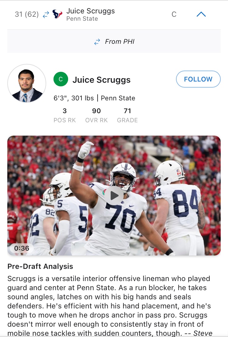 With the 62nd pick in the 2023 NFL draft, the Houston Texans select, from Pennsylvania football powerhouse Cathedral Prep, Juice Scruggs.
#RollRamblers #CPfootball